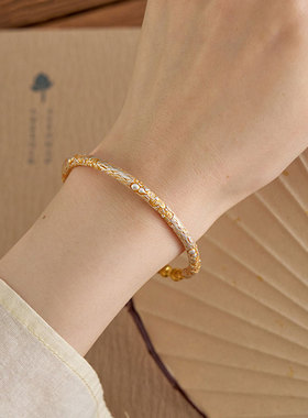 925银新中式珐琅彩樱花葫芦手镯