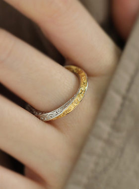 925银宫廷风莫比乌斯描金戒指女