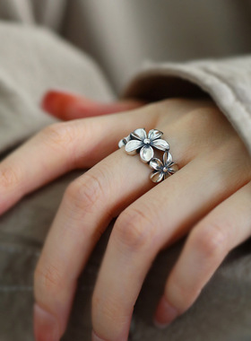 925银复古做旧花朵古典高级戒指