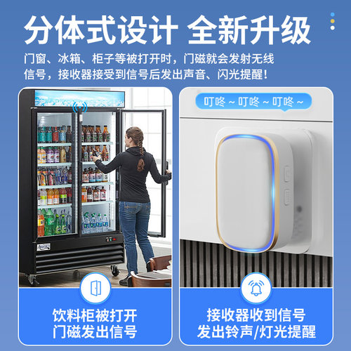 冰箱开门提醒器冰柜超市感应器提示器语音店铺防贼防盗门磁报警器 - 图1