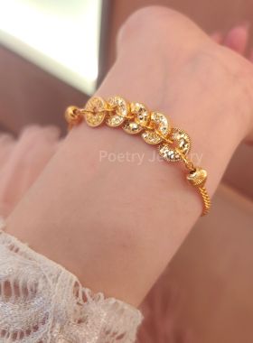 【龙鳞五帝钱】18k镀金手链女碎冰冰感猫眼工艺气质百搭手饰礼物