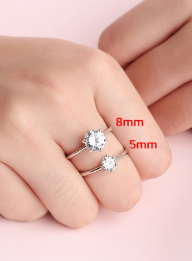 S925纯银1克拉钻戒女裸钻