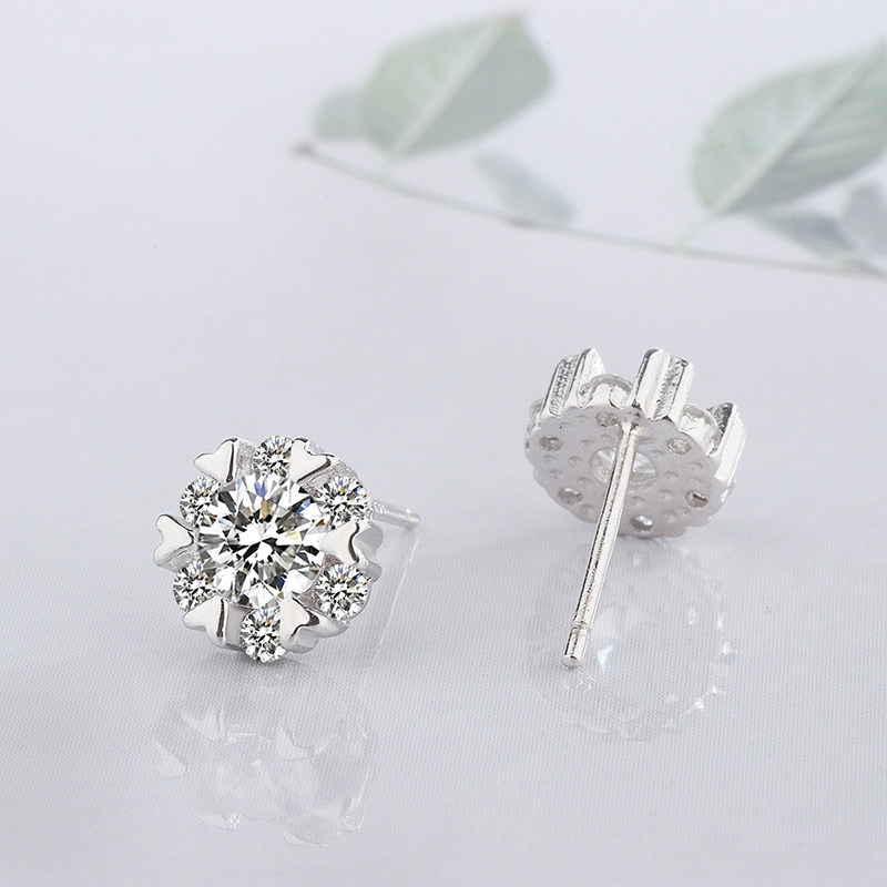 S925纯银DIY饰品雪花满钻耳钉女时尚气质甜美耳环耳饰百搭防过敏,淘宝优惠券,粉丝福利购,淘宝优惠卷