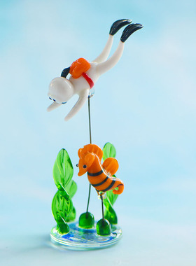 玻璃动物鱼摆件简约桌面装饰