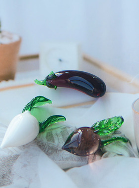 田园风香蕉桃子草莓玻璃工艺品