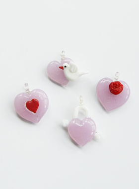 琉璃爱心圆形方形底座玻璃摆件