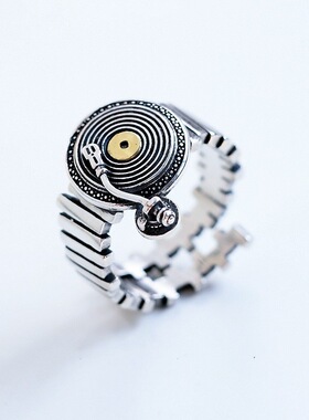 vintage复古黑胶唱片项链戒指文艺小众女高级感嘻哈创意配饰礼物