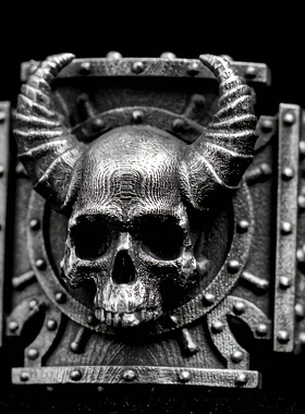 复古骷髅方戒男欧美暗黑系朋克风嘻哈潮流恶魔羊角指环扳指小众