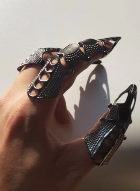 欧美个性外骨骼关节指环指套戒指男女小众暗黑系朋克风指环配饰