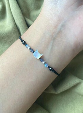 复古黑白小猫情侣手链复古编织情侣高级感气质ins手环配饰品礼物