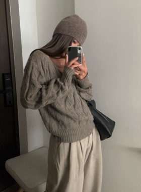不咸cheese 高级灰咖色针织帽子女保暖毛线帽韩版百搭显脸小冷帽