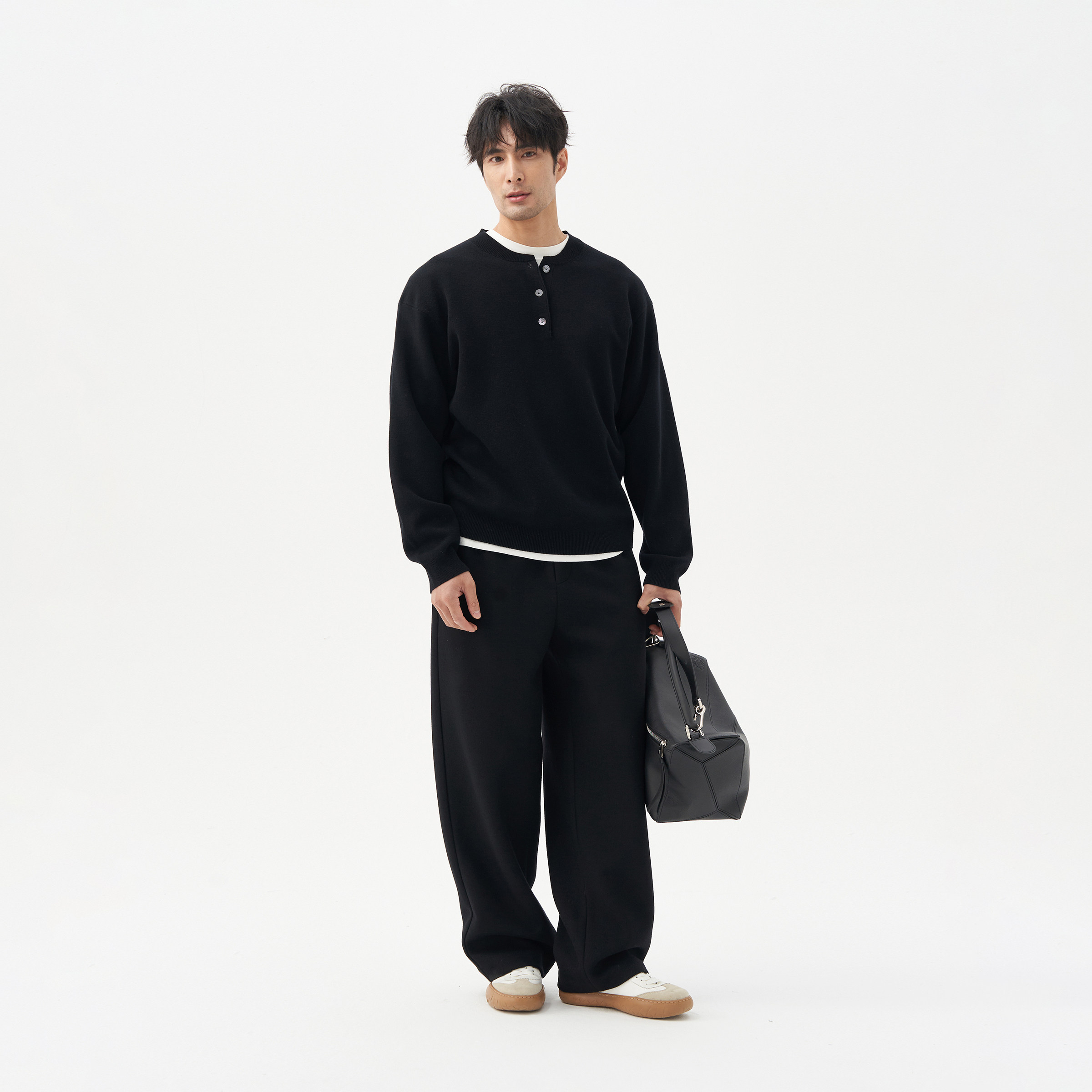 LEZORA 超细美丽奴cashmere山羊绒 秋冬宽松亨利领保暖针织衫男,淘宝优惠券,粉丝福利购,淘宝优惠卷