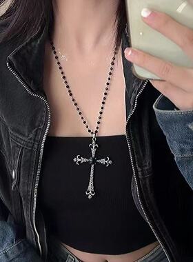 复古暗黑十字架项链亚文化哥特朋克毛衣配饰y2k甜酷辣妹锁骨