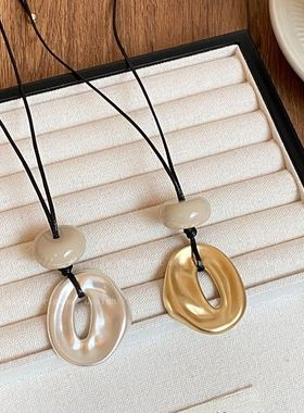 韩国ins简约几何不规则吊坠长款项链女小众设计时尚气质百搭配饰