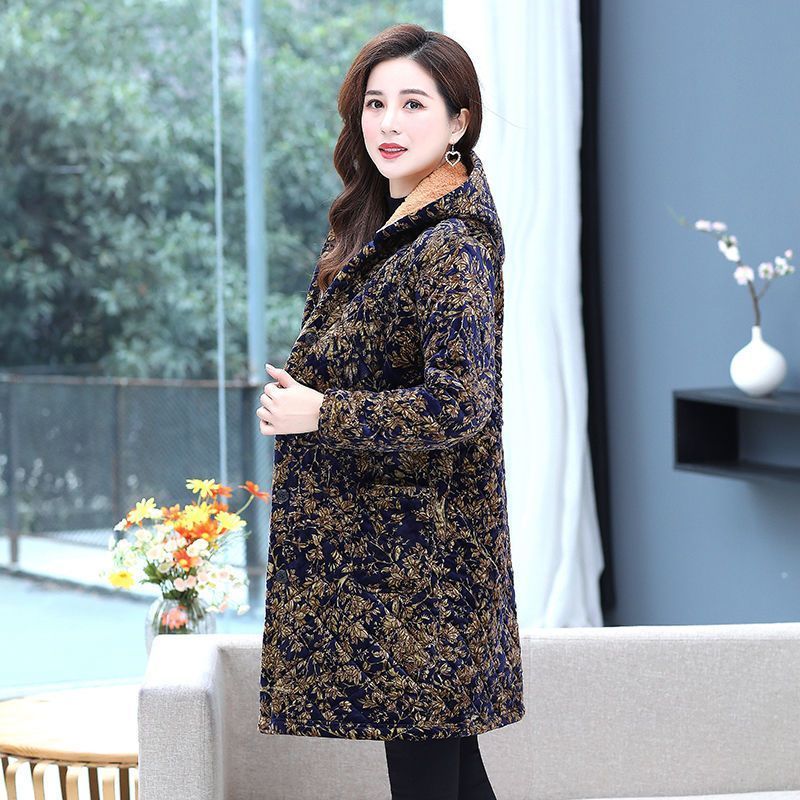 四川省服女秋冬季大码棉服碎花棉衣加绒围裙加厚罩衣耐脏棉袄外套 - 图0