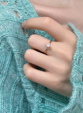 简约镀18k金一颗钻戒指女