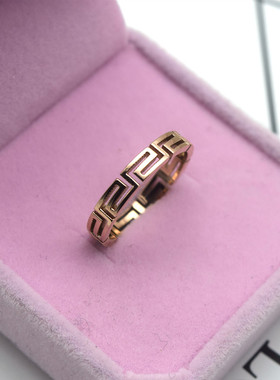 戒指女钛钢镀18k男女情侣回纹