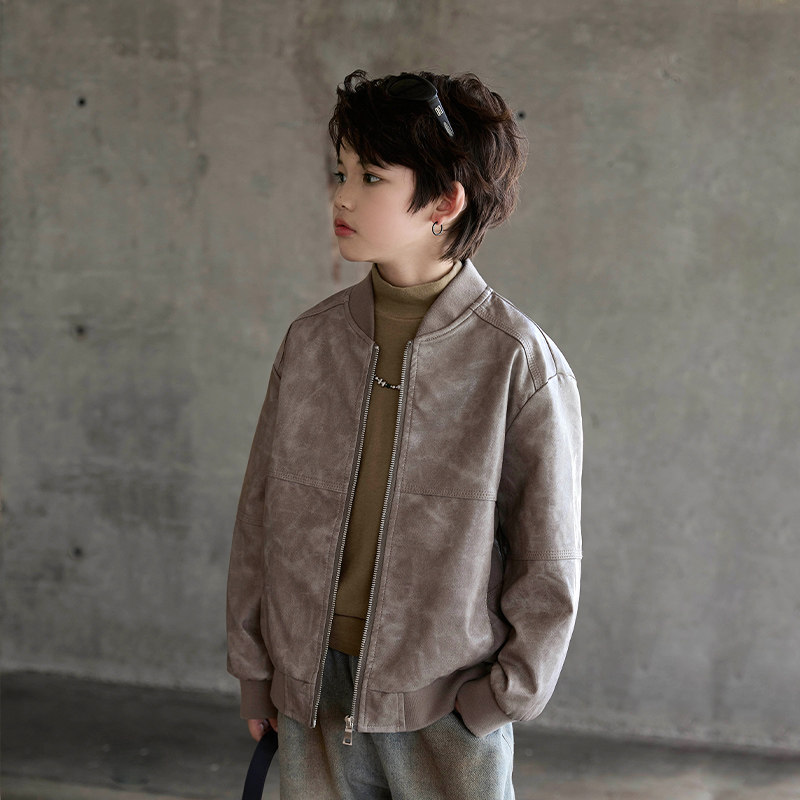 男童皮衣外套2025新款中大童美式复古棒球服帅气休闲春秋集皮夹克,淘宝优惠券,粉丝福利购,淘宝优惠卷