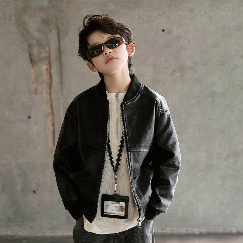 男童皮衣外套2025新款中大童美式复古棒球服帅气休闲春秋集皮夹克,淘宝优惠券,粉丝福利购,淘宝优惠卷