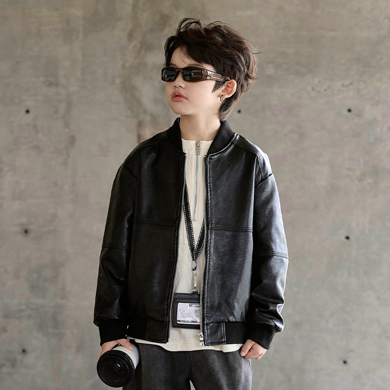 男童皮衣外套2025新款中大童美式复古棒球服帅气休闲春秋集皮夹克,淘宝优惠券,粉丝福利购,淘宝优惠卷