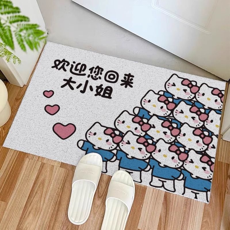 HelloKitty卡通可爱进门蹭土耐脏耐磨门垫入户门丝圈除尘地垫 - 图0