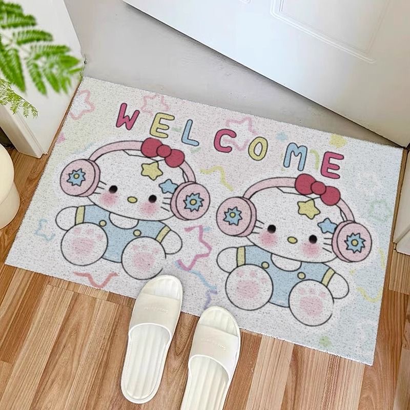 HelloKitty卡通可爱进门蹭土耐脏耐磨门垫入户门丝圈除尘地垫 - 图1
