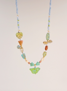 Iris原创捷克珠项链【夏日晨光】复古小众女生项链琉璃颈链送闺蜜