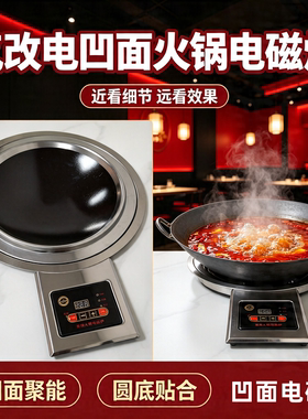 圆形凹型灶商用凹面电磁炉嵌入式
