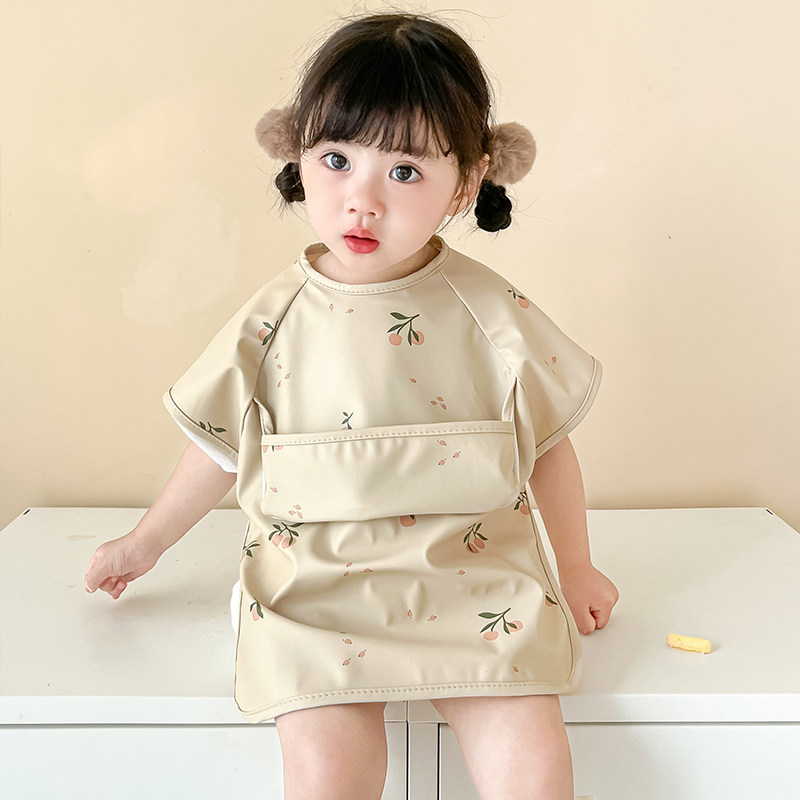 儿童罩衣幼儿园宝宝吃饭围兜防水婴儿辅食饭衣围裙按扣式反穿衣女,淘宝优惠券,粉丝福利购,淘宝优惠卷