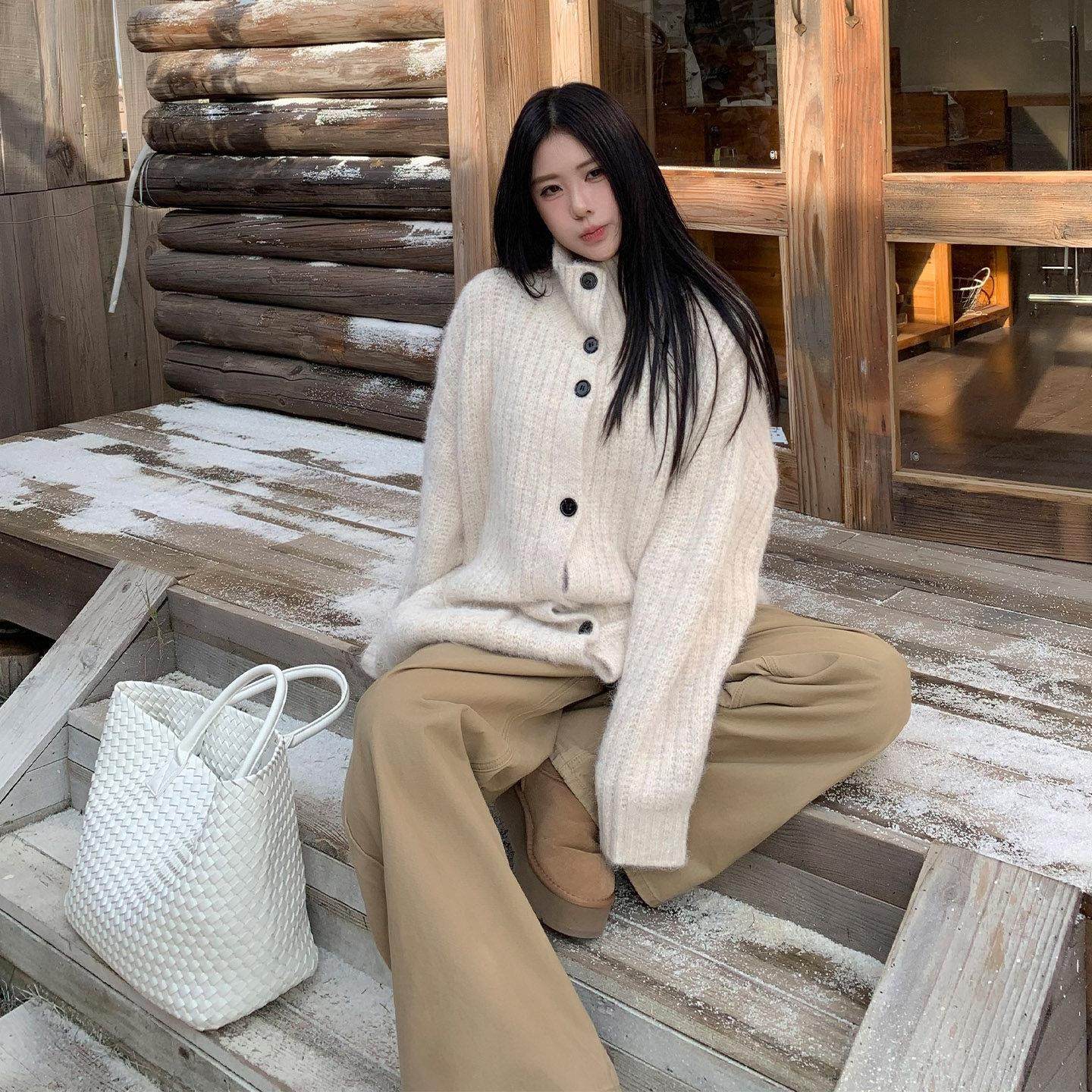 饭饭又饿了慵懒氛围感高领毛衣外套女秋冬休闲简约软糯百搭开衫,淘宝优惠券,粉丝福利购,淘宝优惠卷