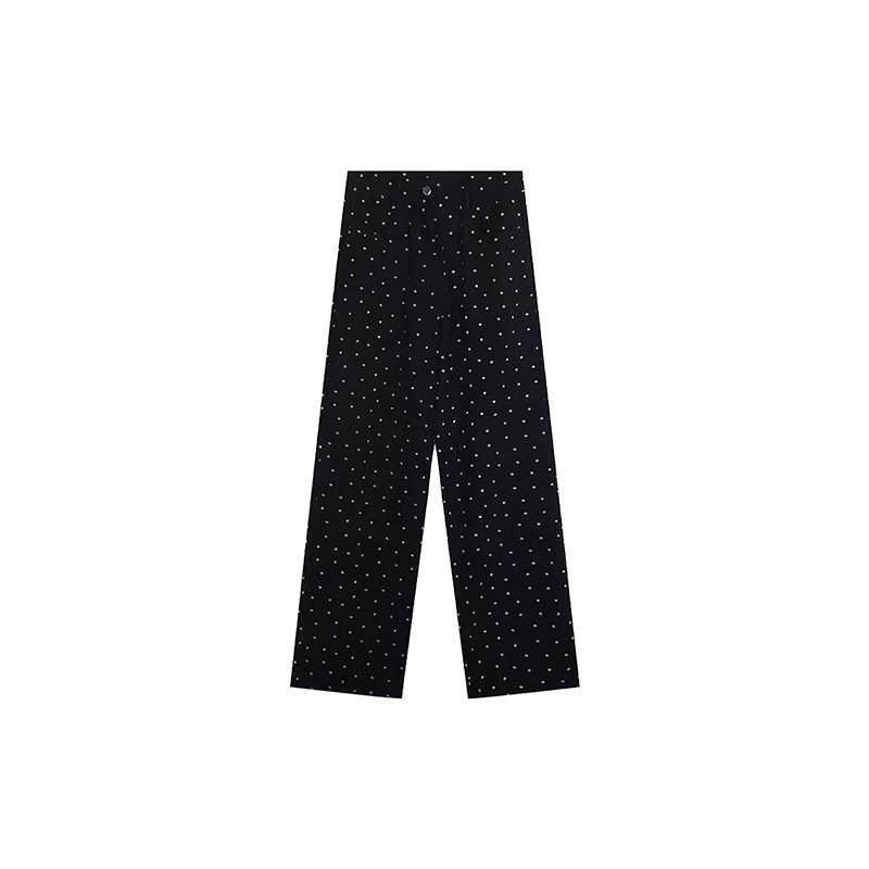 黑色波点直筒牛仔裤女2025秋冬新款胖妹妹mm高腰宽松显瘦阔腿长裤,淘宝优惠券,粉丝福利购,淘宝优惠卷