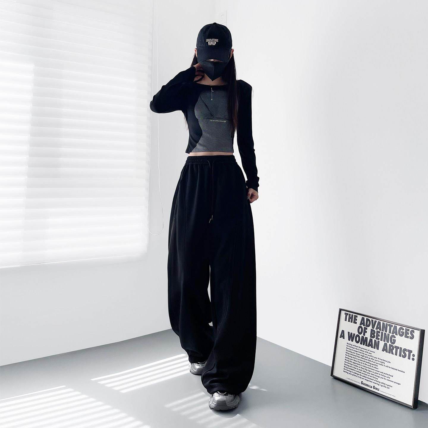 大码白色高腰显瘦加绒阔腿裤女冬季胖mm梨型身材慵懒加厚运动卫裤,淘宝优惠券,粉丝福利购,淘宝优惠卷