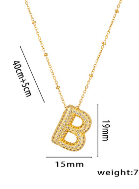 新跨境欧美微镶锆石26个字母吊坠项链铜镀 18K金时尚百搭经典饰品