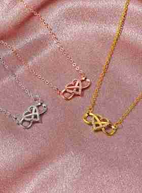 跨境wish 亚马逊时尚欧美女式金色心形幸运8钻石爱心吊坠项链首饰