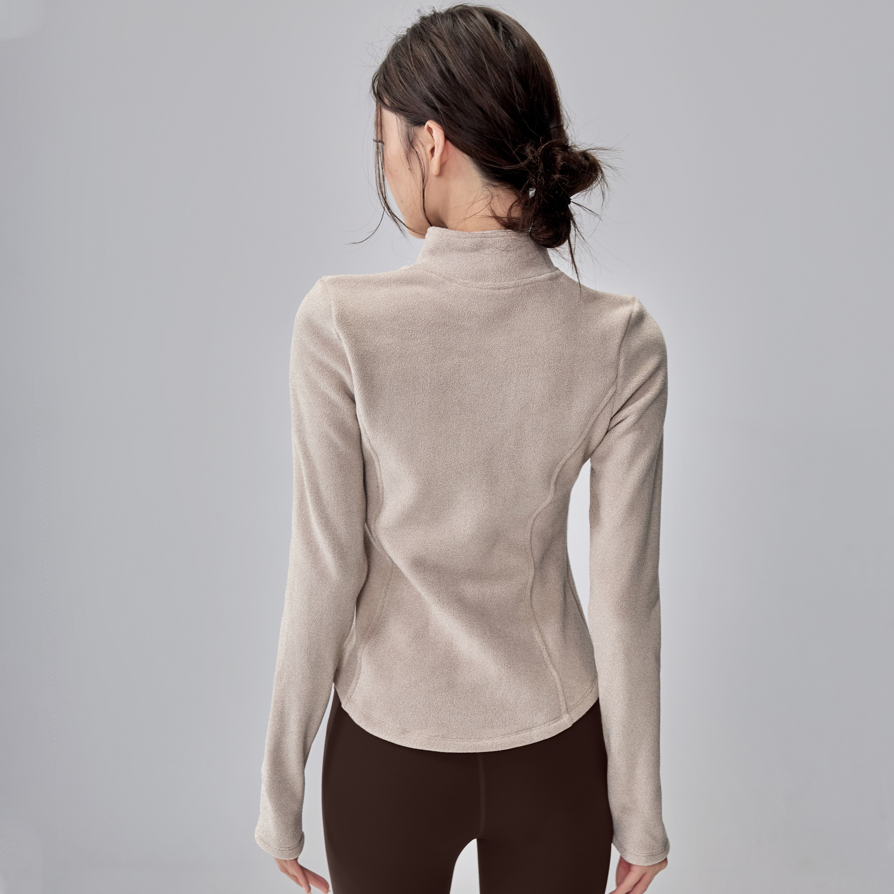 摇粒绒瑜伽外套女立领拉链运动外套健身衣跑步骑行卫衣修身加绒冬,淘宝优惠券,粉丝福利购,淘宝优惠卷