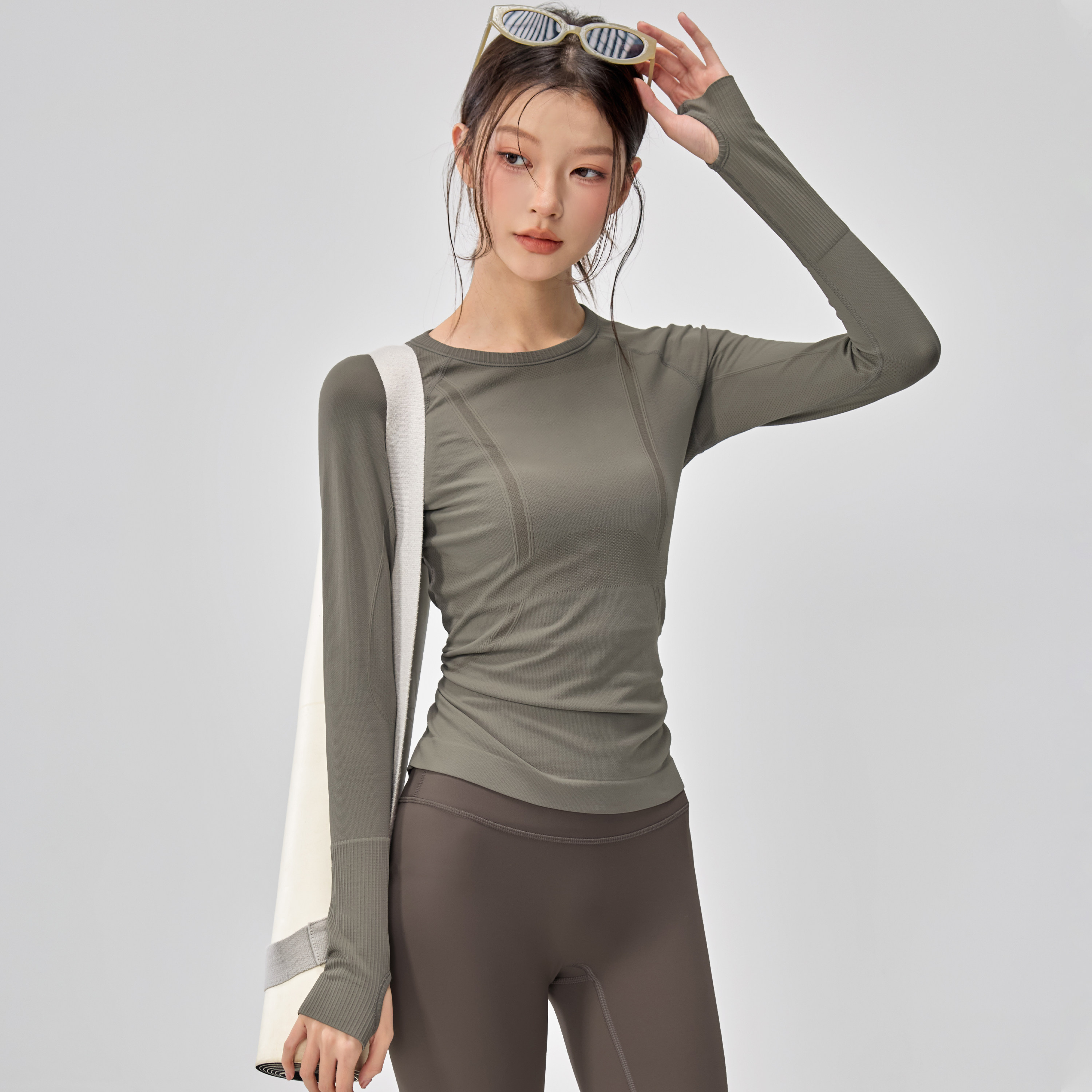 2025新款运动T恤长袖女紧身跑步健身速干上衣普拉提训练瑜伽服秋,淘宝优惠券,粉丝福利购,淘宝优惠卷