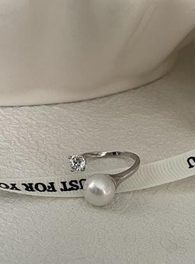 小众设计百搭天然圆珠钻戒戒指