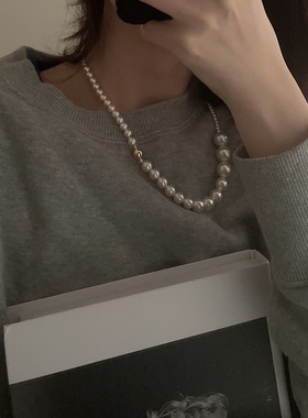 14K包金小众金球混珠磁铁扣项链