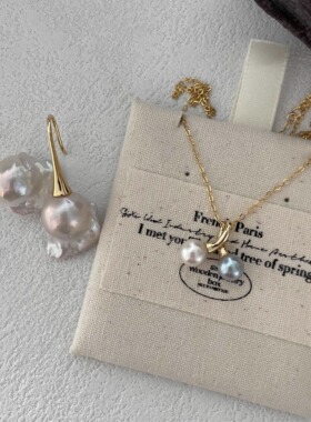 注金双色项链高级首饰海水真多麻