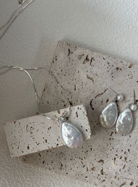 纯银小众设计百搭珍珠大水滴项链