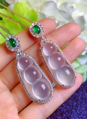 925纯银白玉髓玛瑙四季福豆荚子