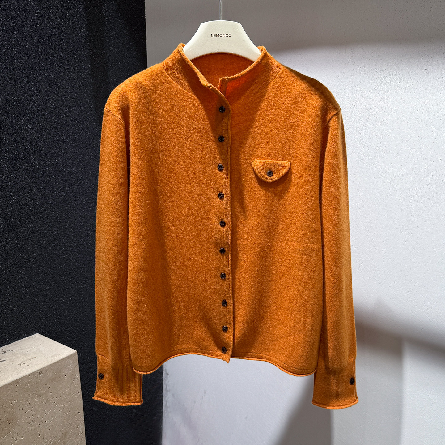 2025新款时尚立领单排扣口袋纽扣羊毛针织开衫女百搭毛衣显瘦上衣,淘宝优惠券,粉丝福利购,淘宝优惠卷