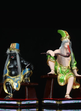 新款黑白无常神像七爷八爷摆设 大二爷伯家居饰品工艺 树脂摆件