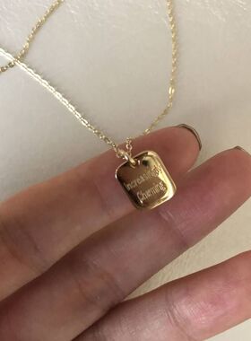 ~魅力值俱增!字母方牌精工通体S925银锁骨链吊坠项链ins风气质