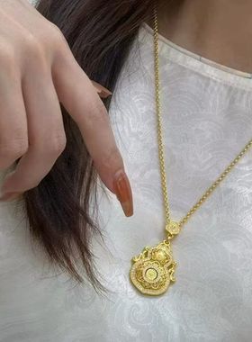 设计师锦琪新款镂空葫芦镀金色吊坠花丝镶嵌古法精致工艺四美项链