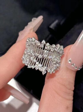 S925纯银中古雏菊满钻璀璨天星意大利网纹戒指合集欧美宫廷中古风