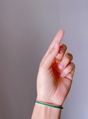 天然A货翡翠小米珠手镯S925纯银珠宝饰品百搭款电商爆款源头工厂