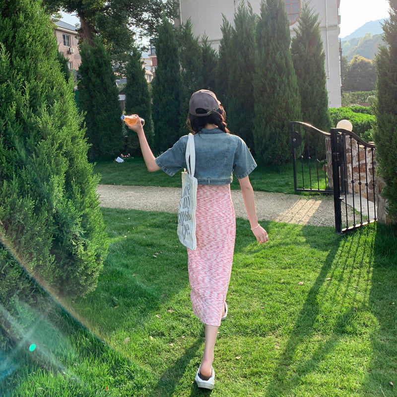 档口优质精品疯狂促销甩卖现货2024夏装新款女装牛仔连衣裙两件套