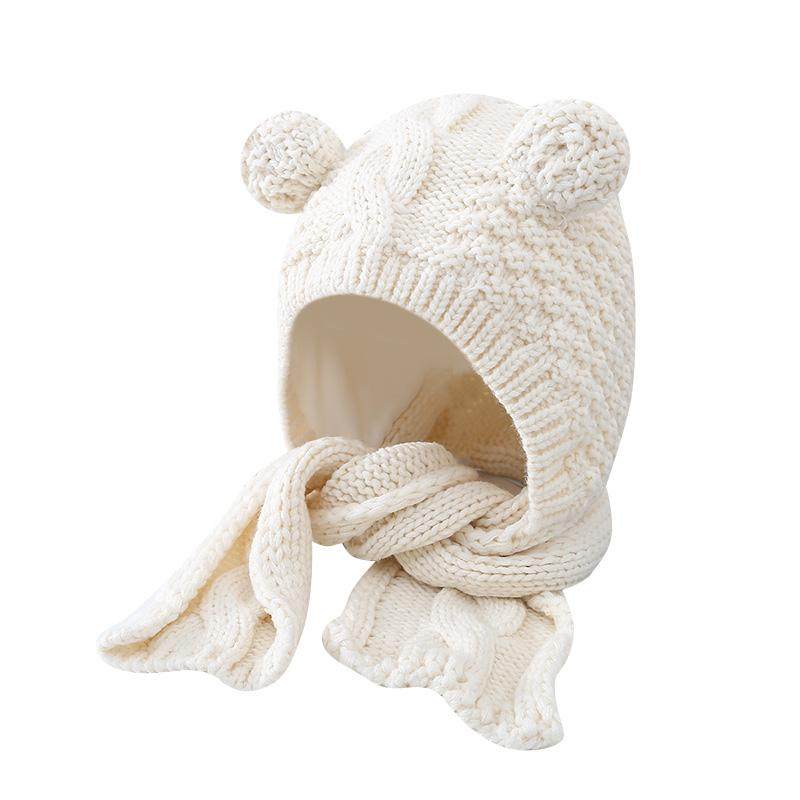 韩版儿童围巾帽子一体加厚保暖针织帽冬季可爱卡通护耳百搭套头帽,淘宝优惠券,粉丝福利购,淘宝优惠卷