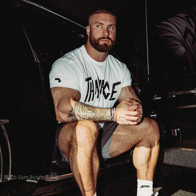 THAVAGE克里斯修身短袖健身弹力收袖口锥形CBUM美式训练运动男T恤,淘宝优惠券,粉丝福利购,淘宝优惠卷